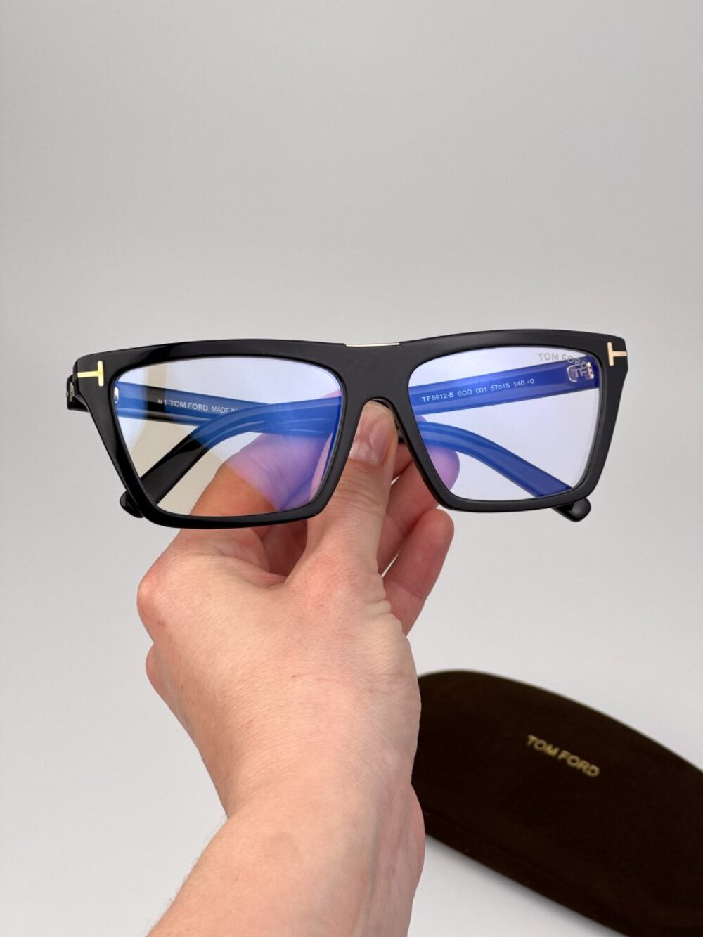 Tom Ford Women’s Eyeglasses Shiny Black Cat Eye FT5912-B 001 Blue Light Block